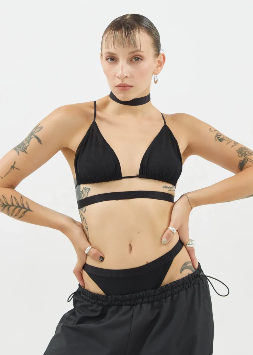 Mesh Bralette – GEO TRIANGLE – Black - 1 2 scaled