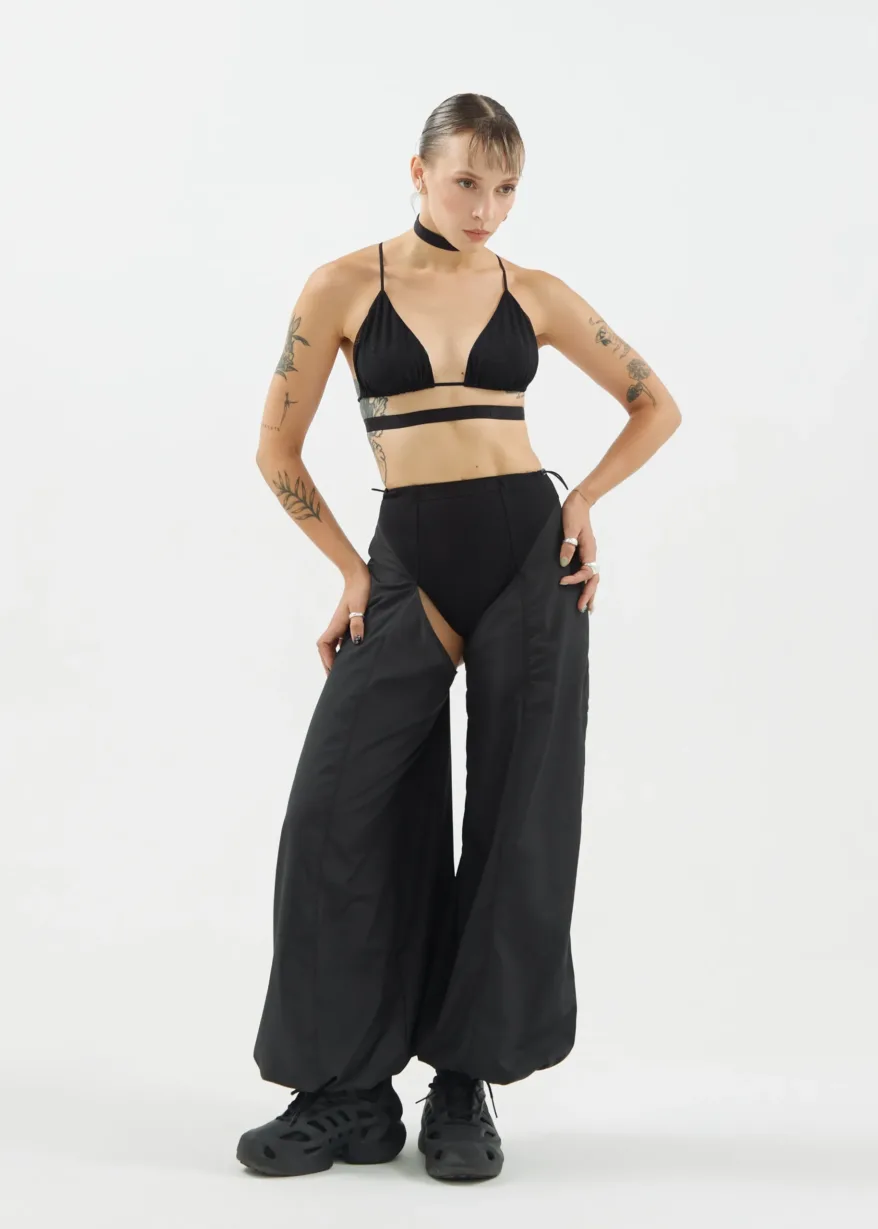 Кльош-штани чорні з сітки – Black Candy для танців (Copy) - 2 scaled