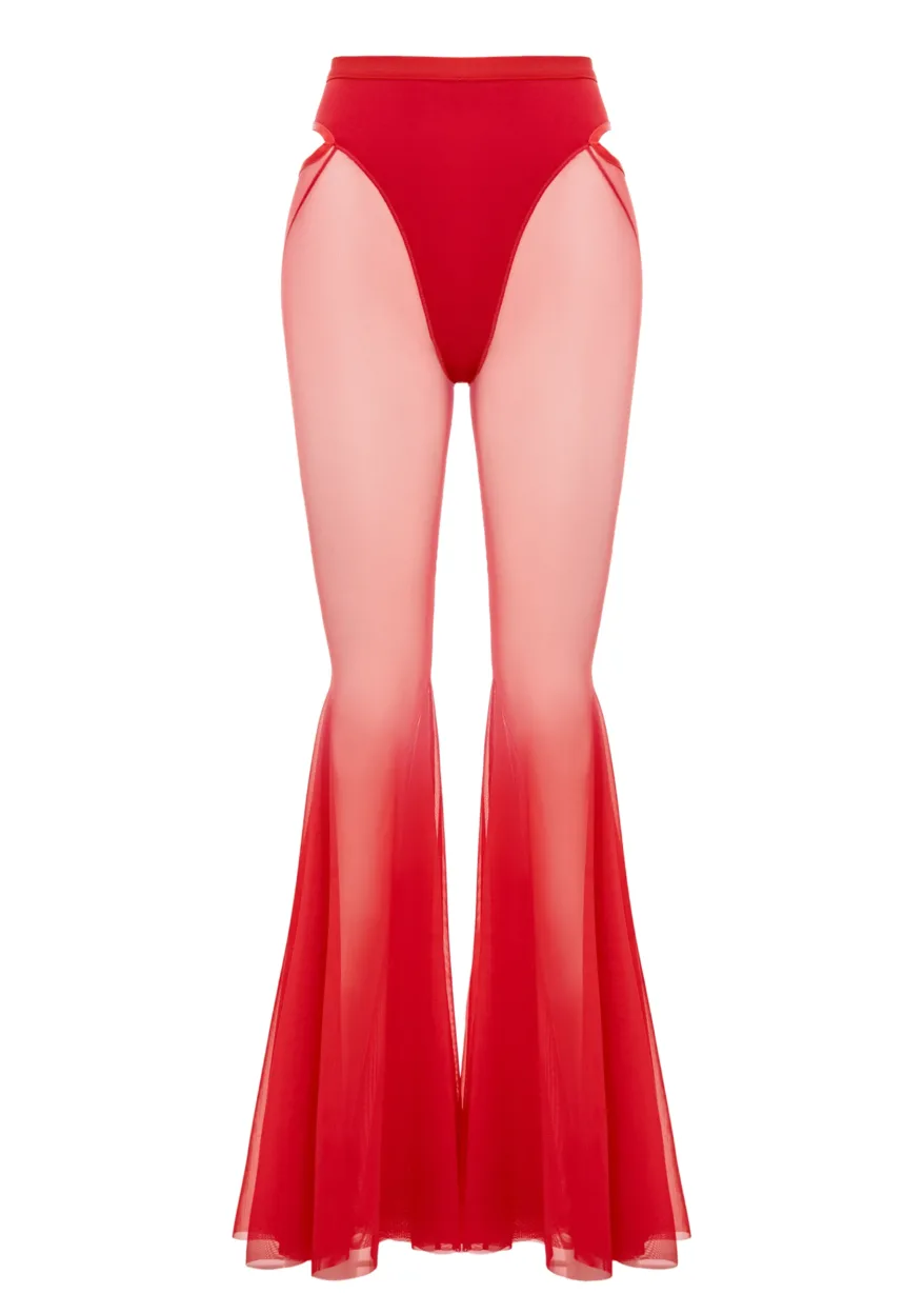 35 scaled – Mesh Flared Pants – CANDY – Strawberry Red Mesh Flared Pants – CANDY – Strawberry Red - 35 scaled