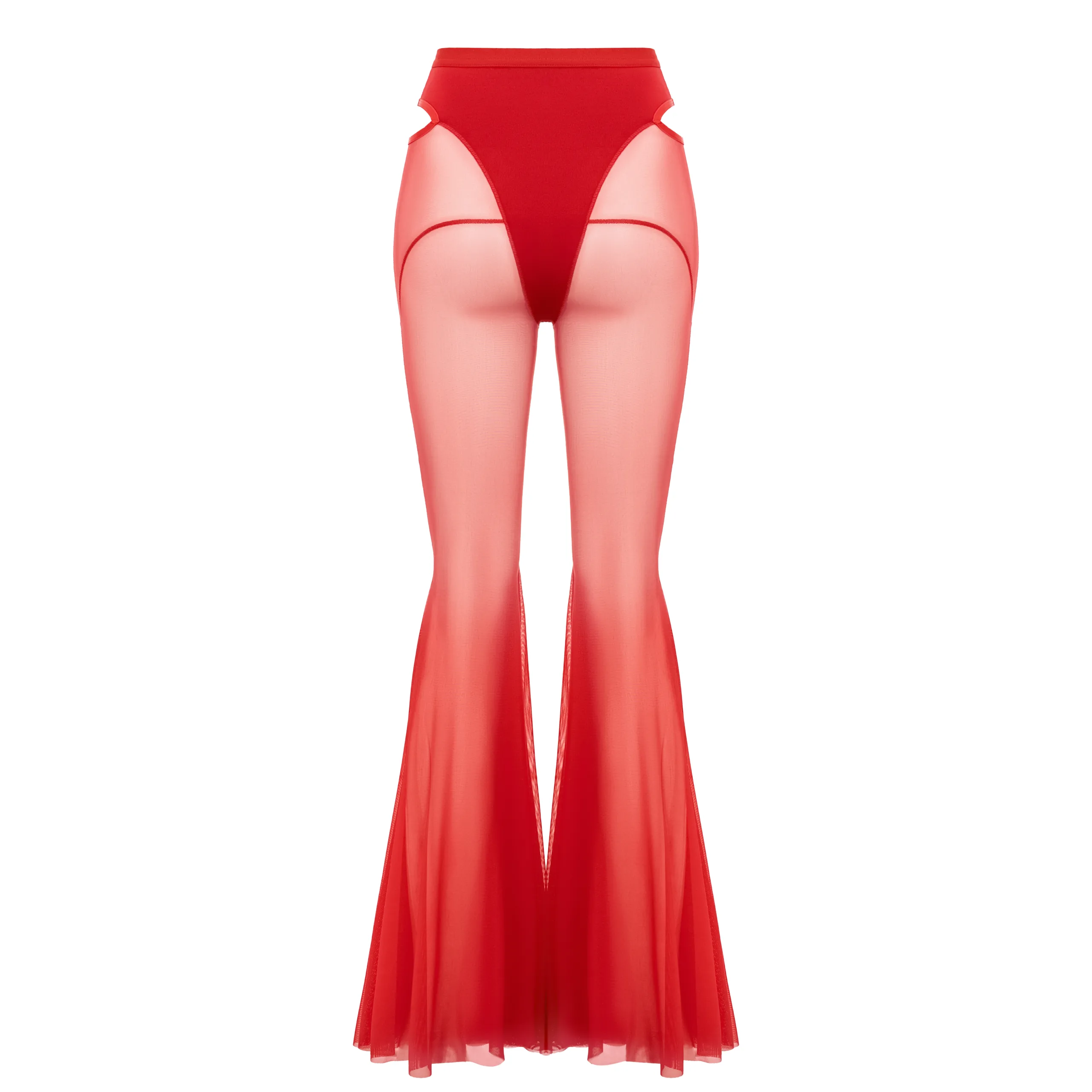 Queen Wear | 36 scaled - Кльош-штани з сітки – CANDY – Червоні Mesh Flared Pants – CANDY – Strawberry Red | Queen Wear | 36 scaled - Кльош-штани з сітки – CANDY – Червоні